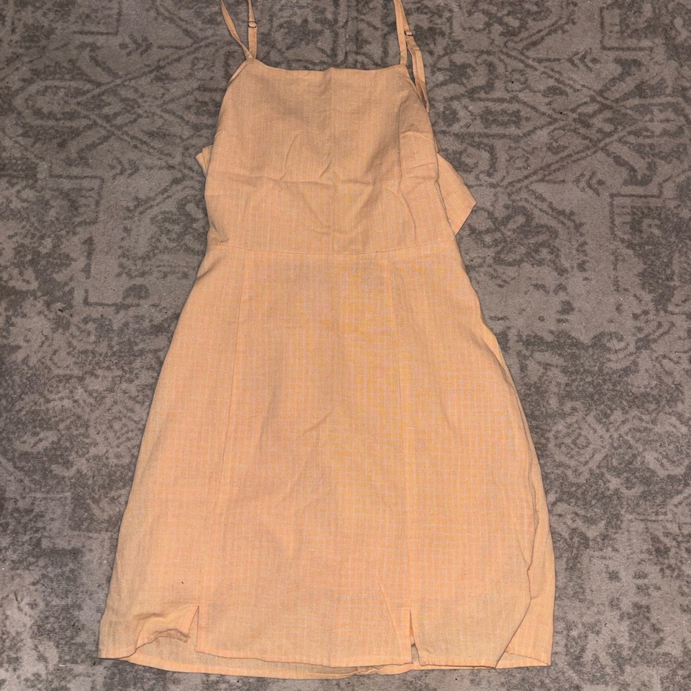 Elegant Orange Gingham Women's Dress